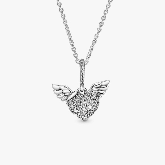 Pandora Jewelry - Pandora - Pavé Heart & Angel Wings Necklace